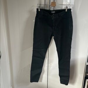 Dark, Dark Green skinny Jeans with an oiled canvas look. These are gorgeous!